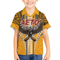 American Samoa Pago Pago Aeto Kid Hawaiian Shirt Bald Eagle with Polynesian Art Tattoos LT03 Kid Yellow - Polynesian Pride