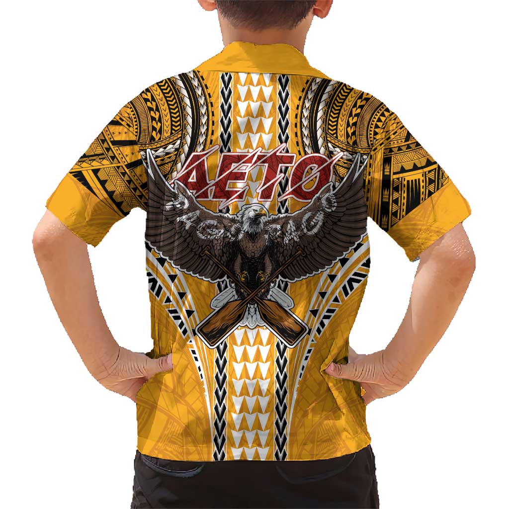 American Samoa Pago Pago Aeto Kid Hawaiian Shirt Bald Eagle with Polynesian Art Tattoos LT03 - Polynesian Pride