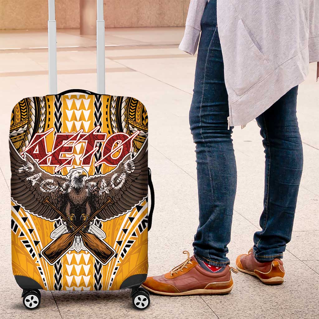 American Samoa Pago Pago Aeto Luggage Cover Bald Eagle with Polynesian Art Tattoos LT03 Yellow - Polynesian Pride