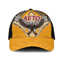 American Samoa Pago Pago Aeto Mesh Trucker Cap Bald Eagle with Polynesian Art Tattoos LT03 One Size Black Yellow - Polynesian Pride