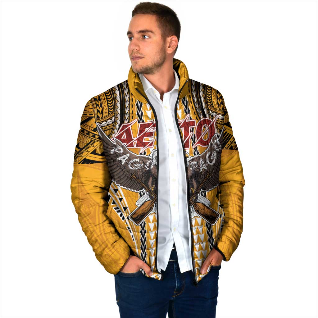 American Samoa Pago Pago Aeto Padded Jacket Bald Eagle with Polynesian Art Tattoos LT03 - Polynesian Pride