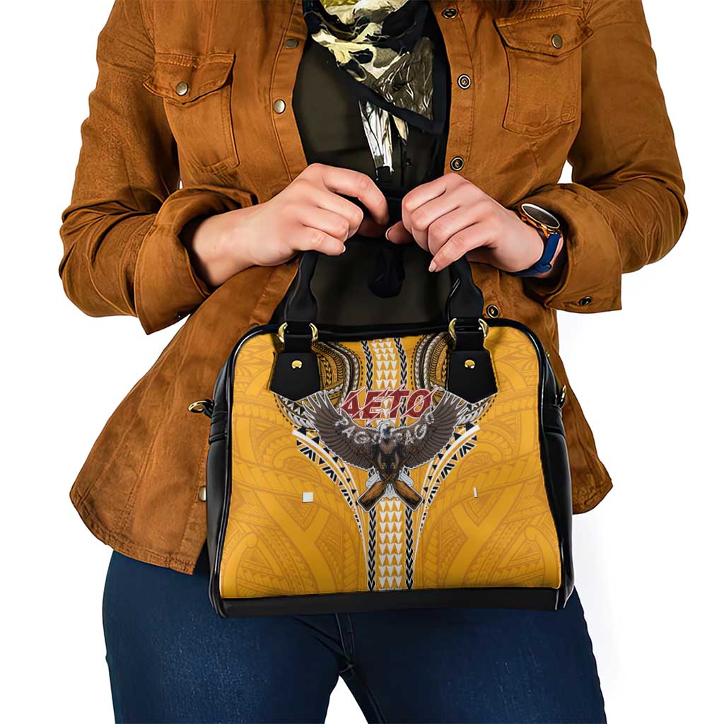 American Samoa Pago Pago Aeto Shoulder Handbag Bald Eagle with Polynesian Art Tattoos LT03 - Polynesian Pride