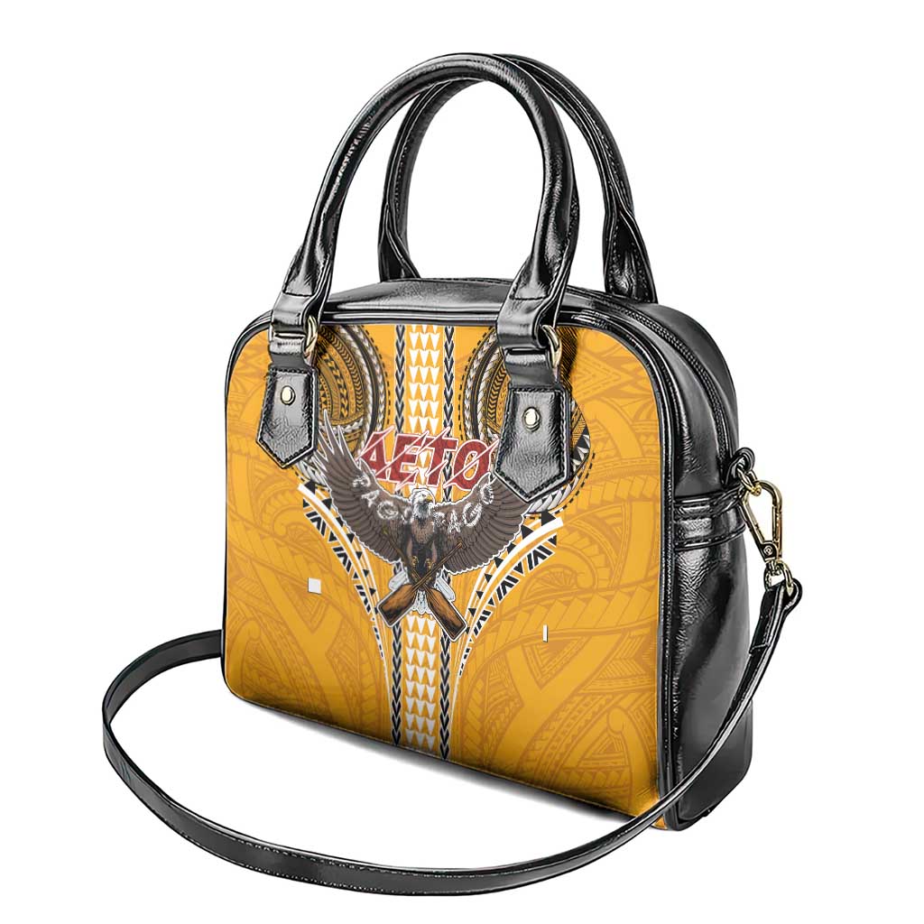 American Samoa Pago Pago Aeto Shoulder Handbag Bald Eagle with Polynesian Art Tattoos LT03 - Polynesian Pride