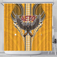 American Samoa Pago Pago Aeto Shower Curtain Bald Eagle with Polynesian Art Tattoos LT03 - Polynesian Pride