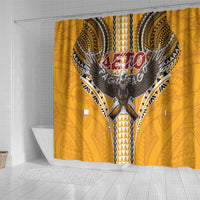 American Samoa Pago Pago Aeto Shower Curtain Bald Eagle with Polynesian Art Tattoos LT03 - Polynesian Pride