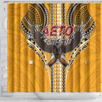 American Samoa Pago Pago Aeto Shower Curtain Bald Eagle with Polynesian Art Tattoos LT03 - Polynesian Pride