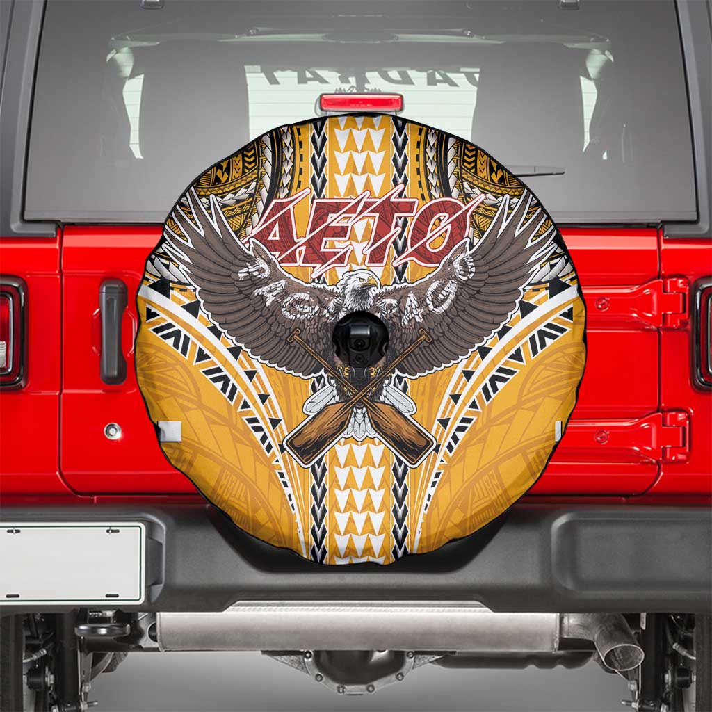 American Samoa Pago Pago Aeto Spare Tire Cover Bald Eagle with Polynesian Art Tattoos LT03 - Polynesian Pride