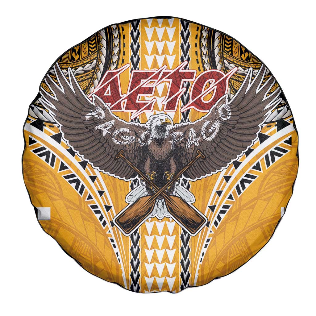 American Samoa Pago Pago Aeto Spare Tire Cover Bald Eagle with Polynesian Art Tattoos LT03 - Polynesian Pride