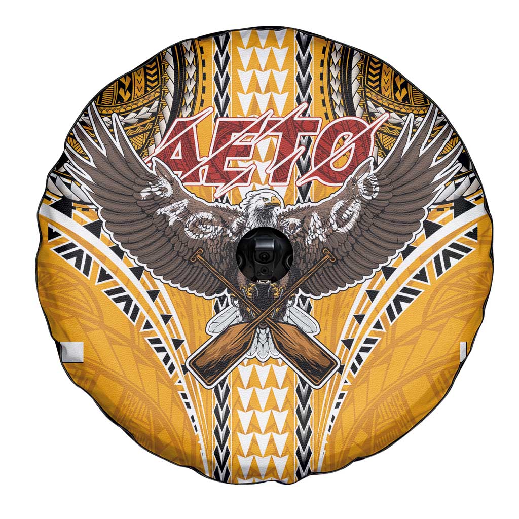American Samoa Pago Pago Aeto Spare Tire Cover Bald Eagle with Polynesian Art Tattoos LT03 - Polynesian Pride