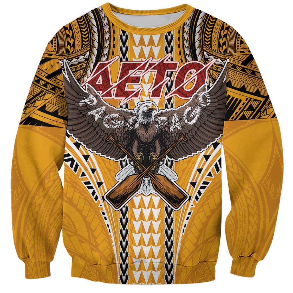 American Samoa Pago Pago Aeto Sweatshirt Bald Eagle with Polynesian Art Tattoos LT03 Unisex Yellow - Polynesian Pride