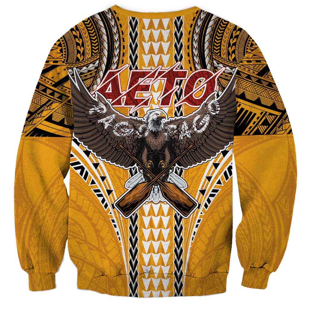 American Samoa Pago Pago Aeto Sweatshirt Bald Eagle with Polynesian Art Tattoos LT03 - Polynesian Pride