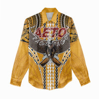 American Samoa Pago Pago Aeto Women Casual Shirt Bald Eagle with Polynesian Art Tattoos LT03 - Polynesian Pride