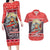 New Zealand Christmas Couples Matching Long Sleeve Bodycon Dress and Hawaiian Shirt Santa Catch The Wave Maori Pattern Retro Style LT03 Red - Polynesian Pride