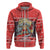 Custom New Zealand Christmas Hoodie Santa Catch The Wave Maori Pattern Retro Style LT03 Zip Hoodie Red - Polynesian Pride