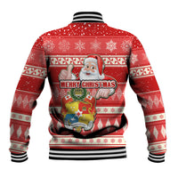 Tonga Christmas Baseball Jacket The Santa Coat of Arms with Ngatu and Snow Pattern LT03 - Polynesian Pride