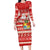 Tonga Christmas Family Matching Long Sleeve Bodycon Dress and Hawaiian Shirt The Santa Coat of Arms with Ngatu and Snow Pattern LT03 Mom's Dress Red - Polynesian Pride