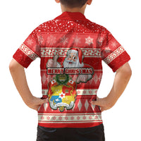 Tonga Christmas Kid Hawaiian Shirt The Santa Coat of Arms with Ngatu and Snow Pattern LT03 - Polynesian Pride