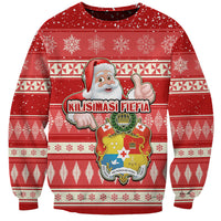Tonga Christmas Sweatshirt The Santa Coat of Arms with Ngatu and Snow Pattern LT03 Unisex Red - Polynesian Pride