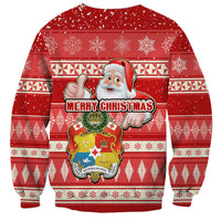 Tonga Christmas Sweatshirt The Santa Coat of Arms with Ngatu and Snow Pattern LT03 - Polynesian Pride