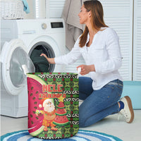 Hawaii Watermelon Mele Kalikimaka Laundry Basket Tribal Pacific Pattern with Tropical Funny Santa Claus LT03 - Polynesian Pride