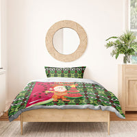 Hawaii Watermelon Mele Kalikimaka Bedding Set Tribal Pacific Pattern with Tropical Funny Santa Claus LT03 - Polynesian Pride