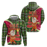 Hawaii Watermelon Mele Kalikimaka Hoodie Tribal Pacific Pattern with Tropical Funny Santa Claus LT03 - Polynesian Pride