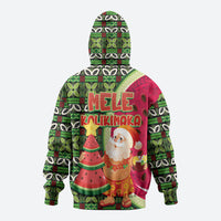 Hawaii Watermelon Mele Kalikimaka Hoodie Tribal Pacific Pattern with Tropical Funny Santa Claus LT03 - Polynesian Pride