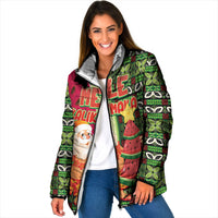 Hawaii Watermelon Mele Kalikimaka Padded Jacket Tribal Pacific Pattern with Tropical Funny Santa Claus LT03 Women Multicolor - Polynesian Pride