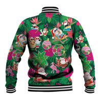 Hawaii Mele Kalikimaka Baseball Jacket Tropical Plants with Santa Claus