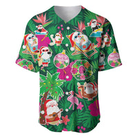 Hawaii Mele Kalikimaka Baseball Jersey Tropical Plants with Santa Claus