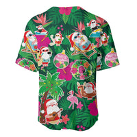 Hawaii Mele Kalikimaka Baseball Jersey Tropical Plants with Santa Claus