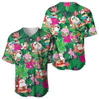 Hawaii Mele Kalikimaka Baseball Jersey Tropical Plants with Santa Claus