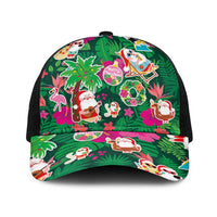 Hawaii Mele Kalikimaka Baseball Net Cap Tropical Plants with Santa Claus