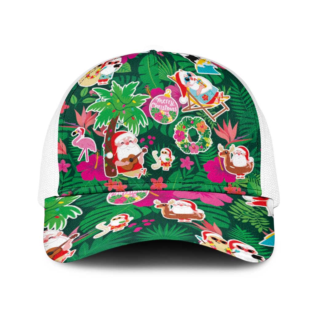 Hawaii Mele Kalikimaka Baseball Net Cap Tropical Plants with Santa Claus