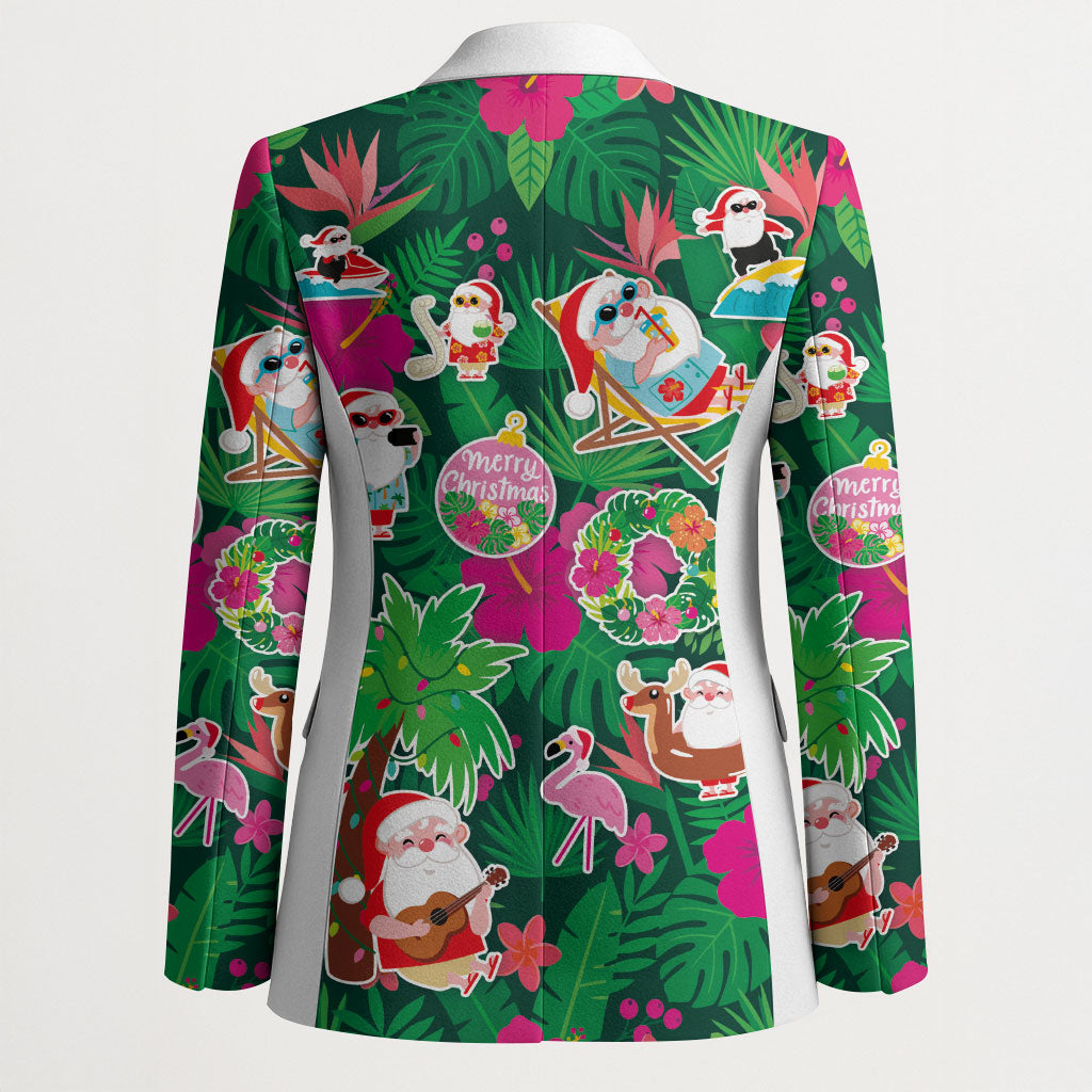 Hawaii Mele Kalikimaka Blazer Tropical Plants with Santa Claus LT03 - Polynesian Pride