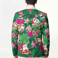 Hawaii Mele Kalikimaka Blazer Tropical Plants with Santa Claus LT03 - Polynesian Pride