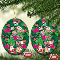 Hawaii Mele Kalikimaka Ceramic Ornament Tropical Plants with Santa Claus