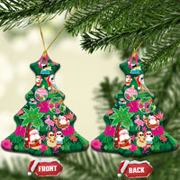 Hawaii Mele Kalikimaka Ceramic Ornament Tropical Plants with Santa Claus