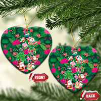 Hawaii Mele Kalikimaka Ceramic Ornament Tropical Plants with Santa Claus