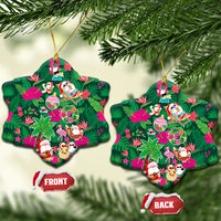Hawaii Mele Kalikimaka Ceramic Ornament Tropical Plants with Santa Claus