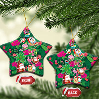 Hawaii Mele Kalikimaka Ceramic Ornament Tropical Plants with Santa Claus