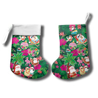 Hawaii Mele Kalikimaka Christmas Stocking Tropical Plants with Santa Claus LT03 - Polynesian Pride