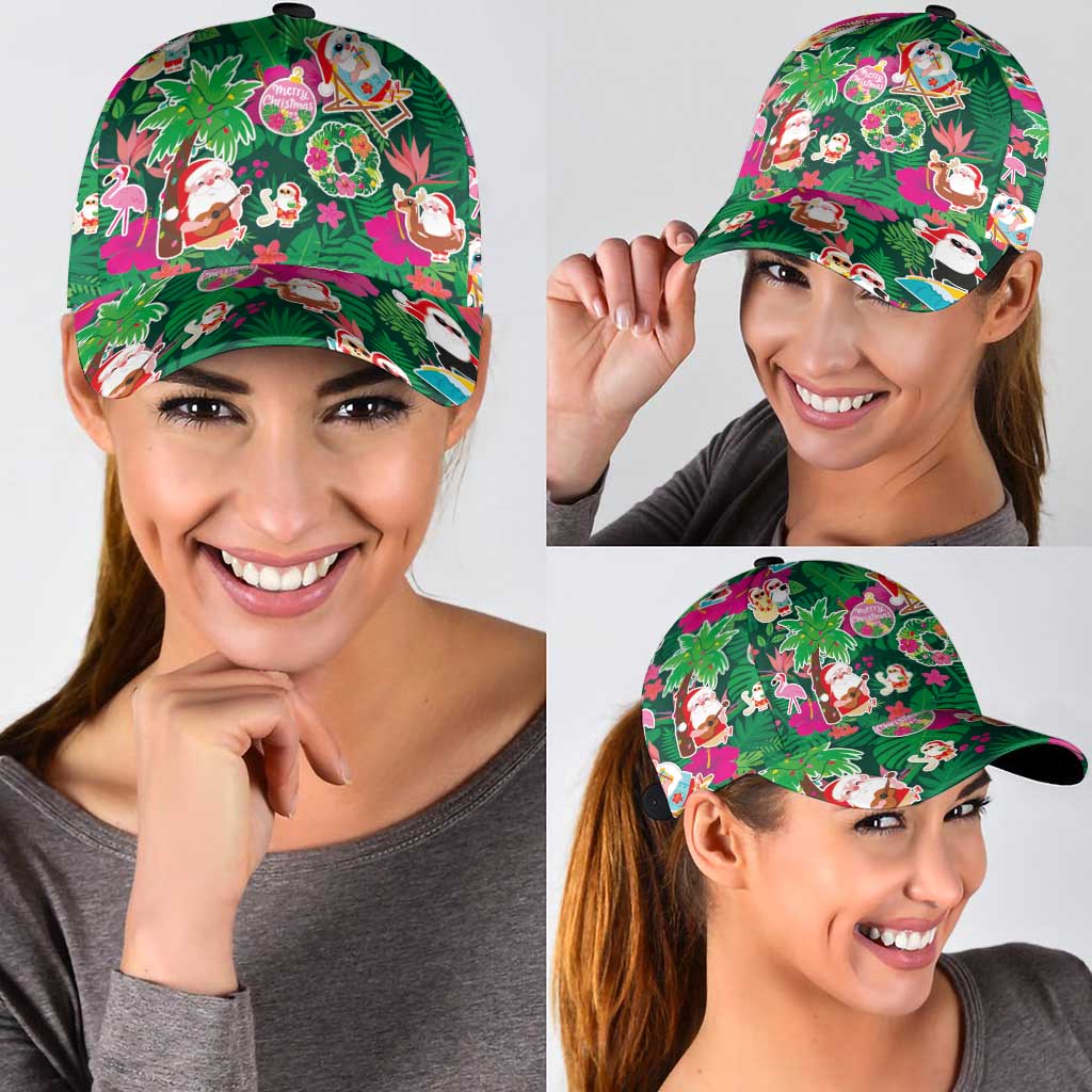 Hawaii Mele Kalikimaka Classic Cap Tropical Plants with Santa Claus