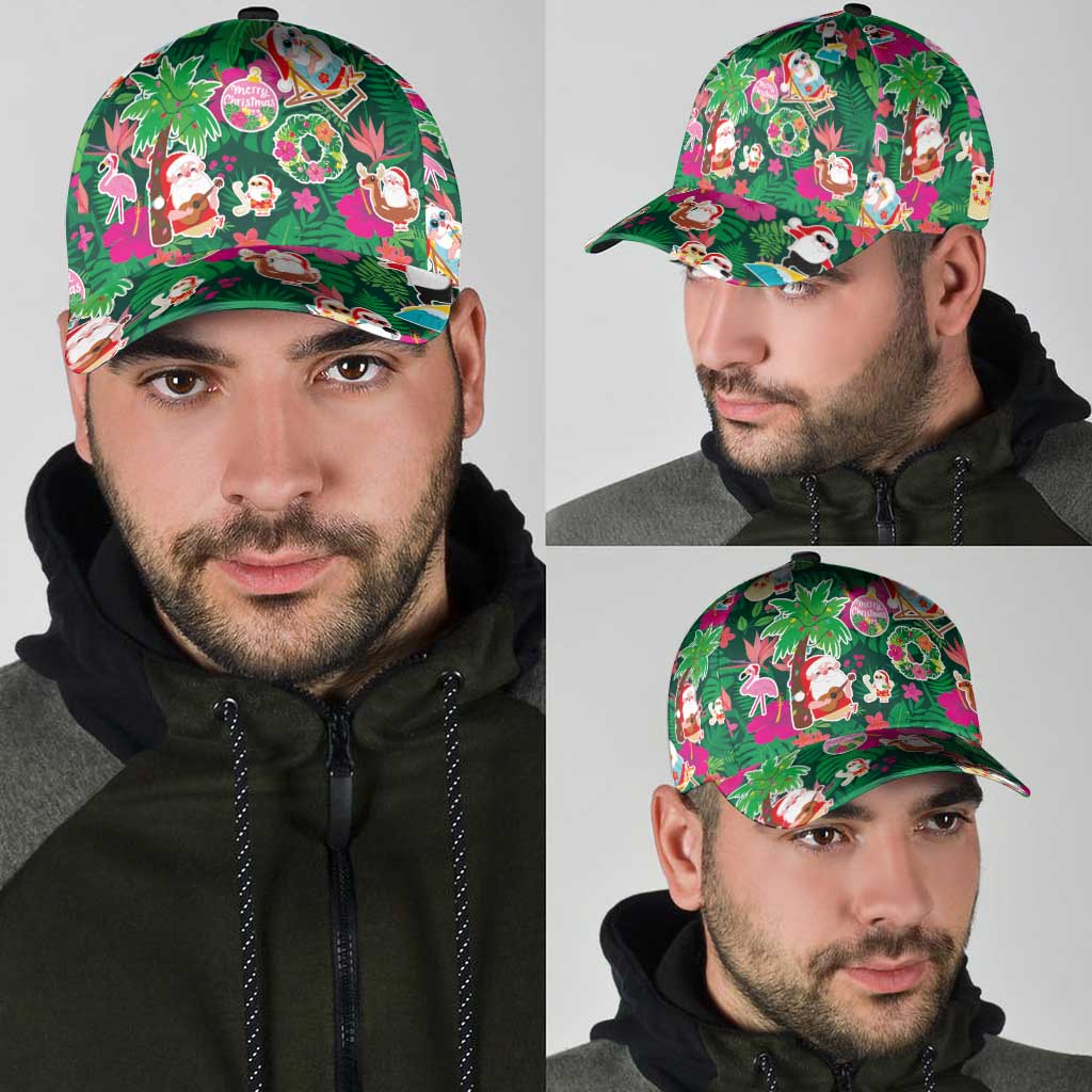 Hawaii Mele Kalikimaka Classic Cap Tropical Plants with Santa Claus