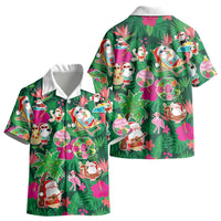 Hawaii Mele Kalikimaka Kid Hawaiian Shirt Tropical Plants with Santa Claus LT03 - Polynesian Pride