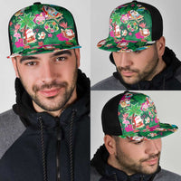 Hawaii Mele Kalikimaka Mesh Trucker Cap Tropical Plants with Santa Claus