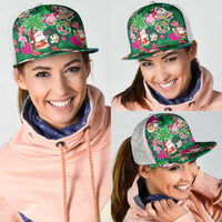 Hawaii Mele Kalikimaka Mesh Trucker Cap Tropical Plants with Santa Claus