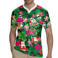 Hawaii Mele Kalikimaka Rugby Jersey Tropical Plants with Santa Claus LT03 - Polynesian Pride