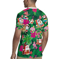 Hawaii Mele Kalikimaka Rugby Jersey Tropical Plants with Santa Claus LT03 - Polynesian Pride