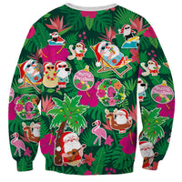 Hawaii Mele Kalikimaka Sweatshirt Tropical Plants with Santa Claus LT03 - Polynesian Pride